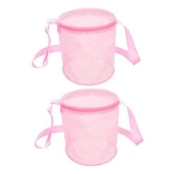 BESPORTBLE 2pcs Beach Bag Mesh Bag Mesh Bags For Toys Beach Tote Bag Kids Storage Organizer Sand Toys Organizer Beach Organizer Bag Carrying Straps Beach Bags Polyester Mesh Pink Mesh Bucket