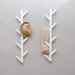 N/A Mufansen Modern Bamboo Tree Coat Rack Wall Mounted 6Hooks Hanging Storage Organizer Entryway Coat & Hat Rack, White And Brown (WHITE, HEIGHT: 38.5") -Safavieh Furniture 31Mpfv ngpL. AC