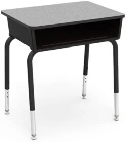 Virco 785 School Desk For Students In Grades Elementary - University, Plastic Open-Front Book Box For Classrooms, Adjustable Legs - Grey Nebula Laminate Top (2 Desks) -Safavieh Furniture 31MtQo0LCS. AC