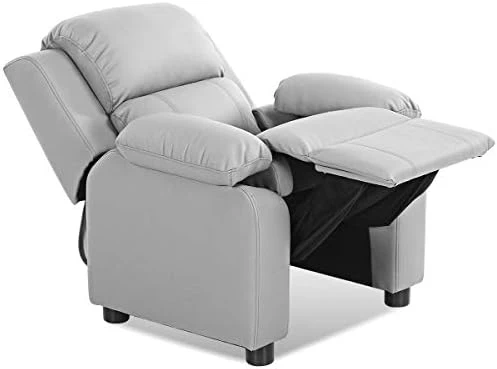 HONEY JOY Kids Recliner, 2-in-1 Toddler Lounge Chair With Armrest Storage, Adjustable Footrest & Headrest, Child-Size Kids Recliner Chair For Boys Girls 3+ Age Group (Gray) 8 HONEY JOY Kids Recliner, 2-in-1 Toddler Lounge Chair With Armrest Storage, Adjustable Footrest & Headrest, Child-Size Kids Recliner Chair For Boys Girls 3+ Age Group (Gray) - Image 8