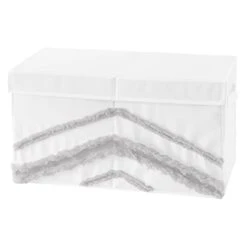 Sweet Jojo Designs Boho Bohemian Boy Girl Small Fabric Toy Bin Storage Box Chest For Baby Nursery Or Kids Room - Grey White Farmhouse Shabby Chic Designer Modern Minimalist Gray Tufted Neutral