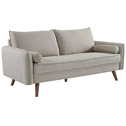 Modway Revive Upholstered Fabric Sofa And Loveseat Set, Beige 2 Modway Revive Upholstered Fabric Sofa And Loveseat Set, Beige - Image 2
