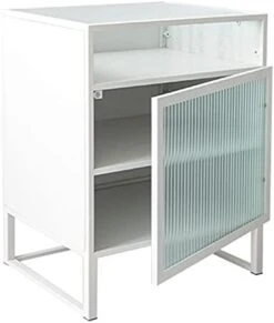 FURUIWUFENG Nightstand Bedside Tables With 3 Storage, Nightstand Pull The Glass Cabinet Door MDF Board End Table For Bedroom Living Room End Table (Color : Black, Size : Door Left) -Safavieh Furniture 31OtKxgr6MS. AC