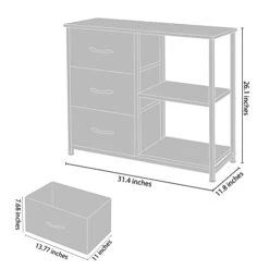 AZL1 Life Concept Rustic Brown Fabric Dresser, 4 Drawer Organizer Unit With 2 Shelves, Storage Chest For Bedroom, Entryway, Hallway, Living Room, Office, Ivory -Safavieh Furniture 31OwJknRhLL