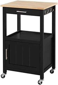 Yaheetech Rolling Kitchen Island With Single Door Cabinet And Storage Shelf, Kitchen Cart With Drawer On Swivel Wheels For Dining Room/Living Room, 18"x22"x35"H, White -Safavieh Furniture 31P3Xkb3GfL. AC