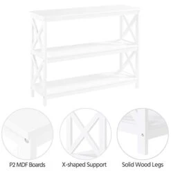 Topeakmart 42 Inch Long Console Sofa Table X Design Narrow Entryway Hallway Table W/ 3 Storage Shelves For Living Room, White -Safavieh Furniture 31PCv3CpLeL