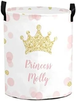 FELIZSTORE Laundry Basket With Name,Custom Princess Gold Crown Diamond Laundry Hamper Storage Bin Organizer With Handles For Clothes,Toy,Nursery -Safavieh Furniture 31PE 27YFiL. AC