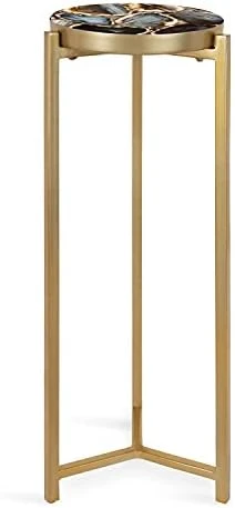 Kate And Laurel Aguilar Modern Drink Table, 8 X 8 X 23, Brass With Clear Glass, Detailed Glass Accent Table For Small Spaces 7 Kate And Laurel Aguilar Modern Drink Table, 8 X 8 X 23, Brass With Clear Glass, Detailed Glass Accent Table For Small Spaces - Image 7