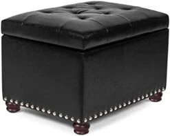 Decent Home Leather Storage Ottoman Foot Rest Stool With Nailhead Trim (Dark Brown) -Safavieh Furniture 31PYPYlSsGL. AC
