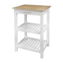 Casual Home Sunrise (Small) With Solid Harvest Hardwood Top Kitchen Island, 22.75"W, Natural&White