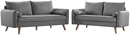 Modway Revive Upholstered Fabric Sofa And Loveseat Set, Beige 10 Modway Revive Upholstered Fabric Sofa And Loveseat Set, Beige - Image 10