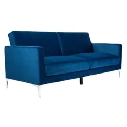Safavieh Home Chelsea Modern Navy And Chrome Foldable Futon Sofa Bed -Safavieh Furniture 31PfakZqZnL