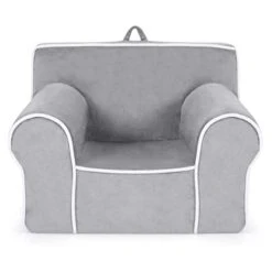 Costzon Kids Sofa, Foam Filled Toddler Chair W/Removable & Washable Velvet Surface, Child Armchair For Play Room, Nursery, Kindergarten, Gift For 0-5 Year Old Boys & Girls, Toddler Couch (Gray)