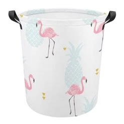HoaMoya Collapsible Pink Flamingo And Pineapple Laundry Hamper Tropical Nursery Hamper Large Waterproof Clothes Toy Storage Basket Bin For Kids Boys Girls Bedroom Bathroom