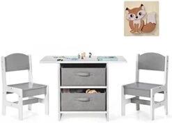 Costzon Kids Table And Chair Set, Wood Activity Table W/Toy Storage Baskets, Jigsaw Puzzle For Arts, Crafts, Reading, Children Playset Furniture For Preschool, Playroom, Toddler Table & Chair Set -Safavieh Furniture 31Q3crJ9ZLL. AC