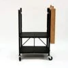 Origami Folding Kitchen Cart On Wheels | For Chefs Outdoor Coffee Wine And Food, Microwave Cart, Kitchen Island On Wheels, Rolling Cart, Kitchen Appliance & Utility Cart | Black With Wood -RBT-03