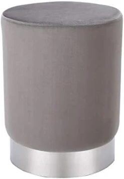 BIRDROCK HOME Round Grey Velvet Ottoman Foot Stool – Soft Compact Padded Vanity Stool - Great For The Living Room, Bedroom And Kids Room - Small Furniture (Grey) -Safavieh Furniture 31Q9oPGCxNL. AC