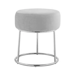 Grey And Silver Vanity And Accent Dalilah Stool