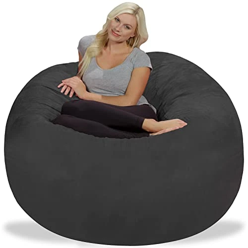 Chill Sack Bean Bag Chair: Giant 5' Memory Foam Furniture Bean Bag - Big Sofa With Soft Micro Fiber Cover - Dark Gray 3 Chill Sack Bean Bag Chair: Giant 5' Memory Foam Furniture Bean Bag - Big Sofa With Soft Micro Fiber Cover - Dark Gray - Image 3
