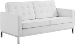 Modway Loft Tufted Button Faux Leather Upholstered Sofa In Silver Tan -Safavieh Furniture 31QoKtVzOGL. AC