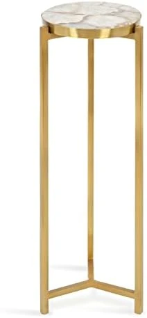 Kate And Laurel Aguilar Modern Drink Table, 8 X 8 X 23, Brass With Clear Glass, Detailed Glass Accent Table For Small Spaces 8 Kate And Laurel Aguilar Modern Drink Table, 8 X 8 X 23, Brass With Clear Glass, Detailed Glass Accent Table For Small Spaces - Image 8