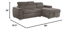 Homelegance Ferriday 98" X 66" Sectional Sleeper With Storage, Taupe -Safavieh Furniture 31R2WzwalwL
