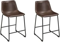 Signature Design By Ashley Centiar 24" Counter Height Modern Bucket Barstool Set Of 2,Faux Leather, Brown -Safavieh Furniture 31RA5Cxkb L. AC
