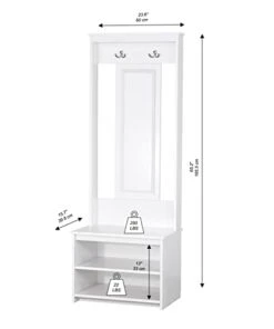 Saint Birch Wood White Wide Hall Tree With Bench And Shoe Storage SBLT8393HTWH 8 Saint Birch Wood White Wide Hall Tree With Bench And Shoe Storage SBLT8393HTWH -Safavieh Furniture 31REzvO57TL