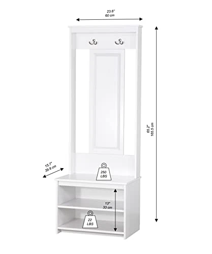 Saint Birch Wood White Wide Hall Tree With Bench And Shoe Storage SBLT8393HTWH 3 Saint Birch Wood White Wide Hall Tree With Bench And Shoe Storage SBLT8393HTWH - Image 3