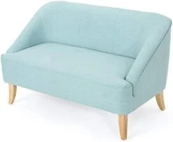Christopher Knight Home Justus Mid-Century Modern Fabric Loveseat, Light Blue / Natural -Safavieh Furniture 31RH8nRqmfL. AC