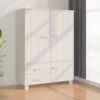 Closet Wardrobe,Cube Shelf Armoire Pantry Cabinet,Clothes Storage Organizer,for Bedroom, Laundry Room,Wardrobe White 39"x17.7"x53.9" Solid Wood Pine
