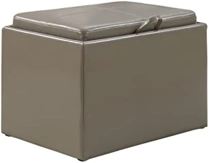 Convenience Concepts Designs4Comfort Accent Storage Ottoman With Reversible Tray, Espresso Faux Leather 22.75 X 15.75 X 16 10 Convenience Concepts Designs4Comfort Accent Storage Ottoman With Reversible Tray, Espresso Faux Leather 22.75 X 15.75 X 16 - Image 10