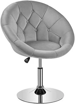 Yaheetech Round Tufted Back Chair Living Room Chair Contemporary Height Adjustable Vanity Chair 360° Swivel Accent Chair Modern Look, White -Safavieh Furniture 31RwObU32fL. AC
