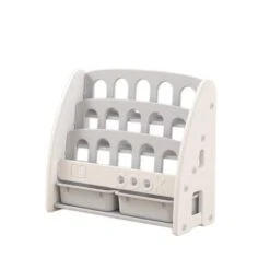 Sturdy Falling Free Children's Bookshelf With Storage Boxes For Boys And Girls, Toddler Kids Bookshelf Suitable For Age 1-12 Years Old, Modern Color Kids Bookshelf (Alphabet)