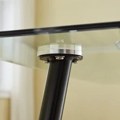 Glass Dining Table - Rectangular Tempered Glass Kitchen Table - Small Modern Glass Dining Room Table For 4 With Solid Metal Black Legs, Coffee Table For Living Room,Office,Small Space 47.2*27.6*29.5" -Safavieh Furniture 31S8RjIsm9L