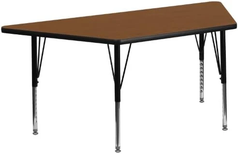 Flash Furniture 29''W X 57''L Trapezoid Grey HP Laminate Activity Table - Height Adjustable Short Legs 6 Flash Furniture 29''W X 57''L Trapezoid Grey HP Laminate Activity Table - Height Adjustable Short Legs - Image 6