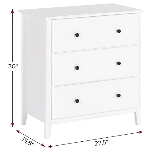 3 Drawer Dresser, 27.5''W Wood Dresser Chest With Wide Storage Space, Storage Tower Clothes Organizer, Large Storage Cabinet For Bedroom, Living Room (Modern White) 2 3 Drawer Dresser, 27.5''W Wood Dresser Chest With Wide Storage Space, Storage Tower Clothes Organizer, Large Storage Cabinet For Bedroom, Living Room (Modern White) - Image 2