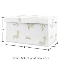 Sweet Jojo Designs Boho Llama Boy Girl Small Fabric Toy Bin Storage Box Chest For Baby Nursery Kid Room - Gender Neutral Beige Taupe Tan Bohemian Southwest Aztec Watercolor Mountain Cactus Farmhouse -Safavieh Furniture 31ScQ2aHVmS