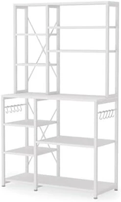 Tribesigns Kitchen Baker's Rack, 5-Tier+6-Tier Kitchen Utility Storage Shelf Table With 10 S-Shaped Hooks And Metal Frame, Workstation Organizer Shelf, 39.3 X 15.7 X 66.9 Inches -Safavieh Furniture 31Sv6IdhiL. AC
