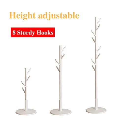 Coat Rack Wooden Coat Rack Free Standing Coat Tree With 8 Hooks Entryway Coat Hanger Stand With Round Base For Bags, Clothes, Umbrellas, Hats, In Home And Office (White) 3 Coat Rack Wooden Coat Rack Free Standing Coat Tree With 8 Hooks Entryway Coat Hanger Stand With Round Base For Bags, Clothes, Umbrellas, Hats, In Home And Office (White) - Image 3