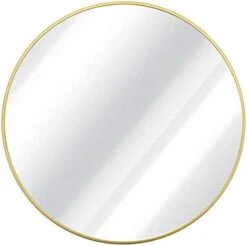 G-LEAF 24 Inch Round Mirror, Black Metal Frame Wall Mounted Large Circle Mirror For Washing Room, Living Room, Home Decoration -Safavieh Furniture 31TSJAs2q4L. AC