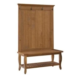 Linon Santa Fe Hall Tree, 40"W X 17.99"D X 64.02"H, Natural