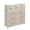 Drawer Dresser, Organizer Storage With 9 Drawers For Bedroom Hallway Closet Office With Easy Pull Fabric Bins, Steel Frame, Wood Top (Cream)