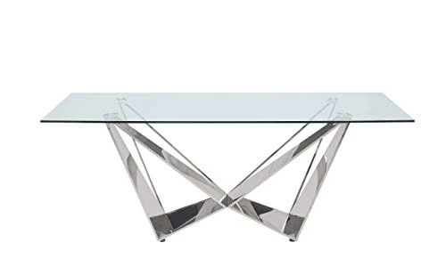 Acme Furniture Dekel Dining Table, Clear Glass & Stainless Steel 2 Acme Furniture Dekel Dining Table, Clear Glass & Stainless Steel - Image 2