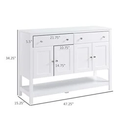 HOMCOM 47" Coffee Bar Cabinet, Sideboard Buffet Cabinet, Accent Kitchen Cabinet With Adjustable Shelves And Drawers For Living Room, White 8 HOMCOM 47" Coffee Bar Cabinet, Sideboard Buffet Cabinet, Accent Kitchen Cabinet With Adjustable Shelves And Drawers For Living Room, White -Safavieh Furniture 31UDcC9ylHL