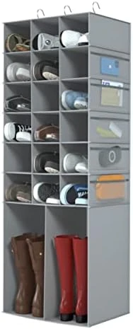 Coastal Rose Hanging Shoe Organizer For Closet, 20 Sections Hanging Closet Organizers And Storage Shelves, Space Saving Shoe Storage Rack Holder, Grey, 12''W×12''Dx 50''H 13 Coastal Rose Hanging Shoe Organizer For Closet, 20 Sections Hanging Closet Organizers And Storage Shelves, Space Saving Shoe Storage Rack Holder, Grey, 12''W×12''Dx 50''H - Image 13