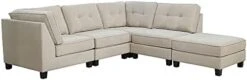 Abbyson Living Fabric Upholstered 5-Piece Modular Sectional Sofa With Coordinating Ottoman, Ivory -Safavieh Furniture 31Up4RiEyjS. AC