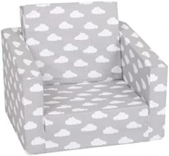Delsit Toddler Chair & Kids Sofa - European Made Children's 2 In 1 Flip Open Foam Single Sofa, Toddler Fold Out Chair, Kids Couch, Comfy Flip Out Lounge (Gray With Stars) -Safavieh Furniture 31V2EoYbopL. AC
