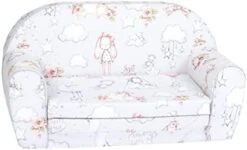 Delsit Toddler Couch & Kids Sofa - European Made Children's 2 In 1 Flip Open Foam Double Sofa - Kids Folding Sofa, Toddler Sofa Bed - Comfy Fold Out Lounge (Gray With Clouds) -Safavieh Furniture 31V7nUCeX4L. AC