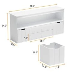 Timy Toy Storage Organizer With 2 Drawers, Wooden Toy Organizer Bins, Kids Bookshelf For Reading, Storing, Playing, White -Safavieh Furniture 31VDzOKTNnL